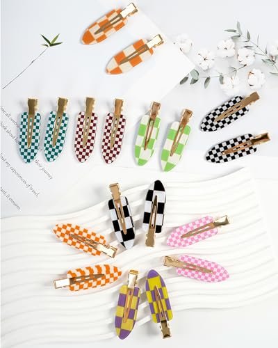 18 Pcs No Crease Hair Clips - Checkerboard Acrylic Resin Styling Clips for Women & Girls - görsel 14