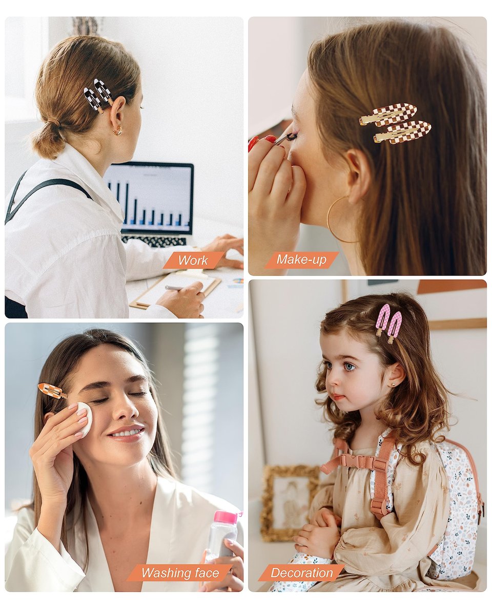 18 Pcs No Crease Hair Clips - Checkerboard Acrylic Resin Styling Clips for Women & Girls - görsel 7