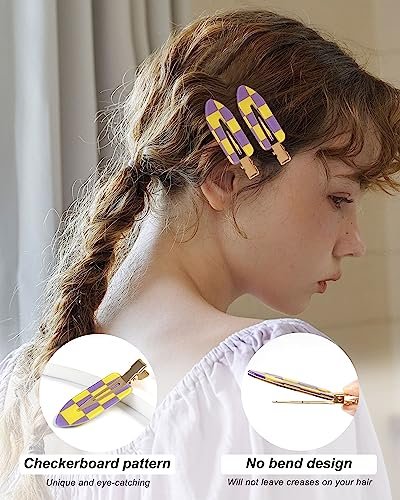 18 Pcs No Crease Hair Clips - Checkerboard Acrylic Resin Styling Clips for Women & Girls - görsel 6