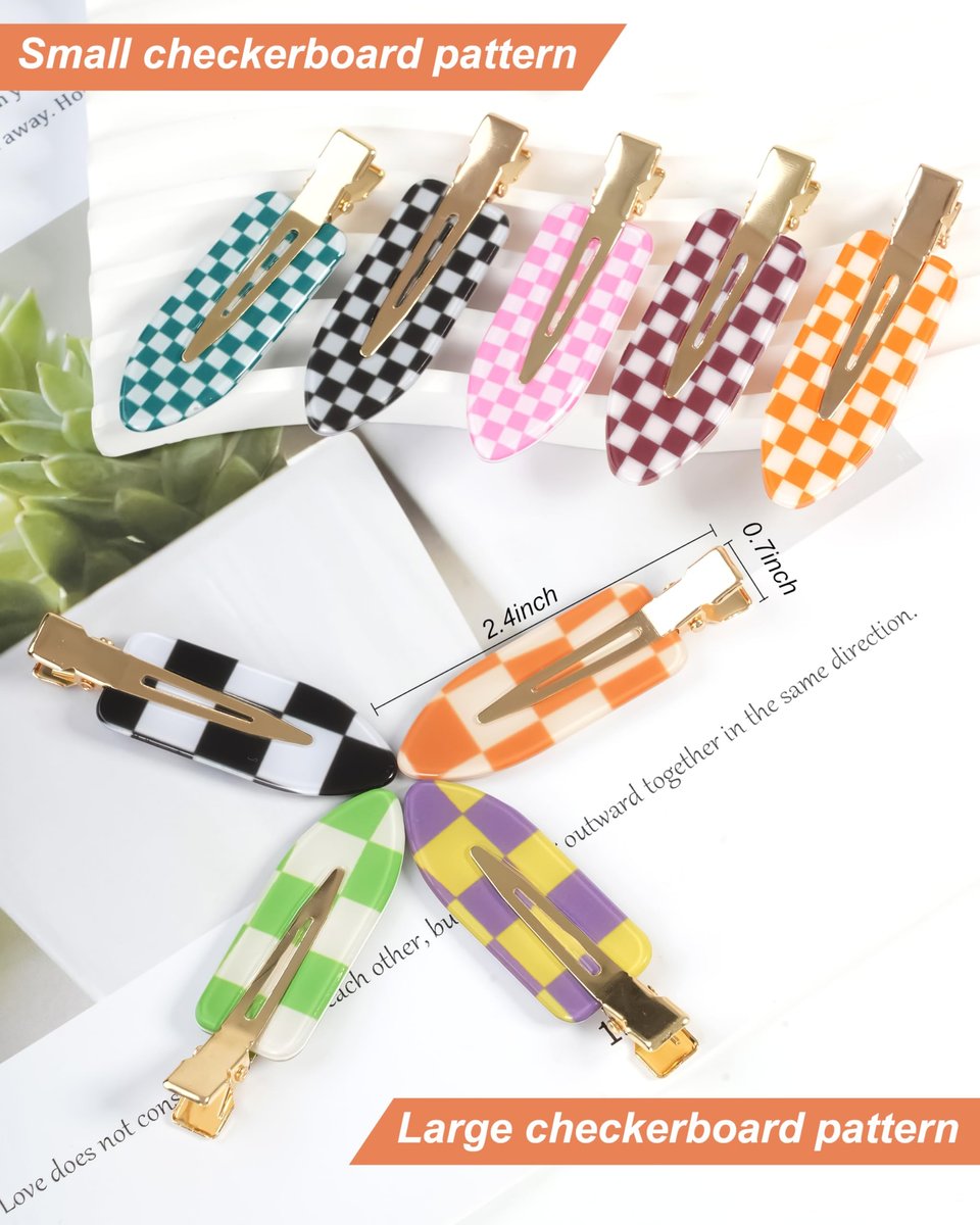 18 Pcs No Crease Hair Clips - Checkerboard Acrylic Resin Styling Clips for Women & Girls - görsel 11