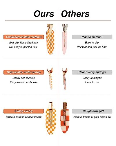 18 Pcs No Crease Hair Clips - Checkerboard Acrylic Resin Styling Clips for Women & Girls - görsel 4