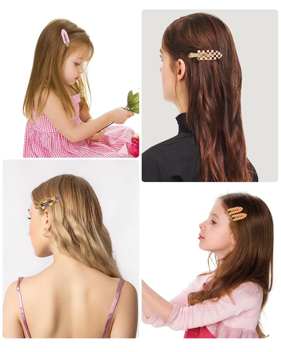 18 Pcs No Crease Hair Clips - Checkerboard Acrylic Resin Styling Clips for Women & Girls - görsel 9