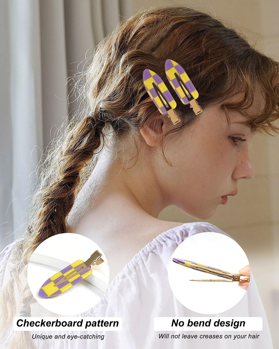 18 Pcs No Crease Hair Clips - Checkerboard Acrylic Resin Styling Clips for Women & Girls - görsel 5