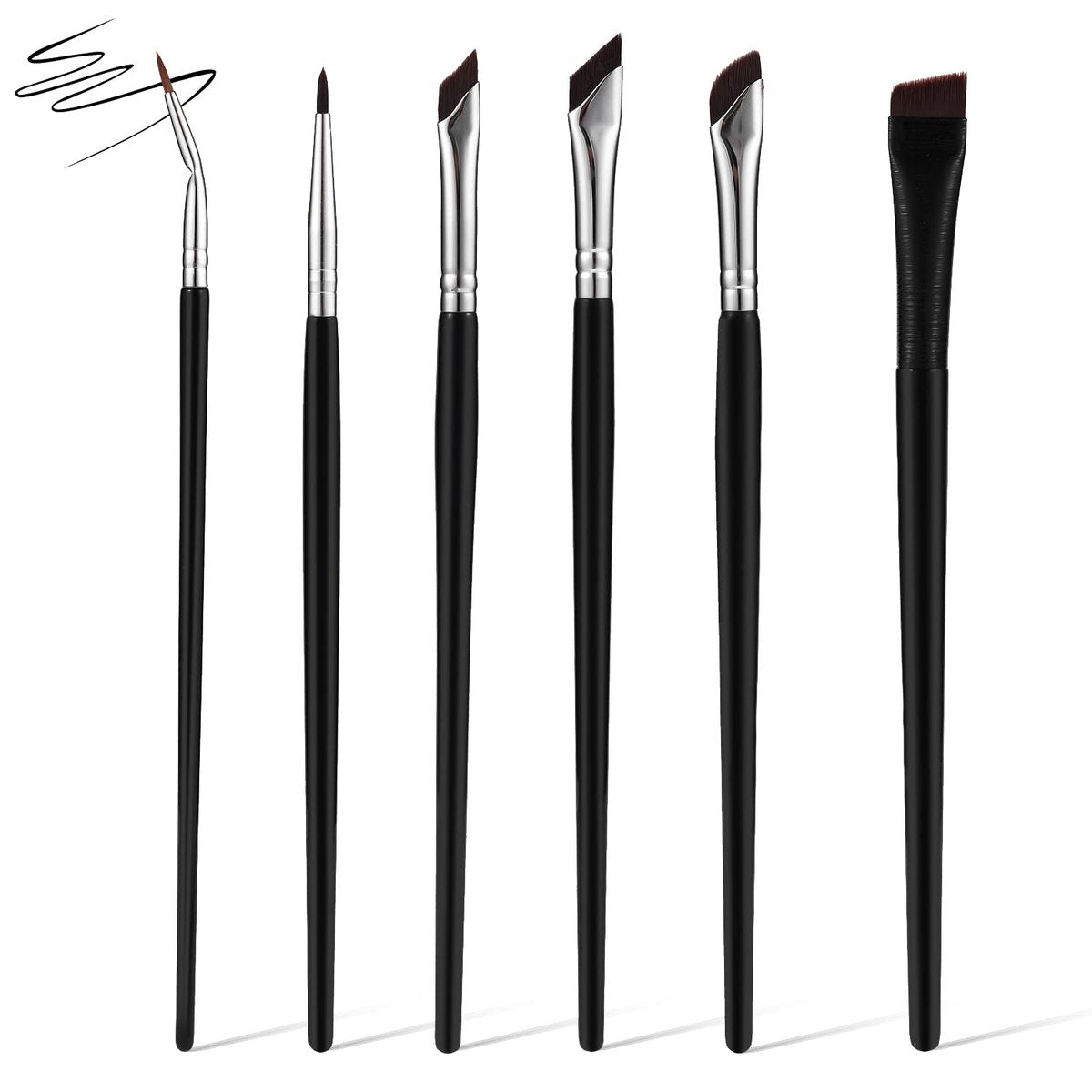 6-Piece Angled Eyeliner Brush Set – Precision Eyeliner, Eyebrow & Eyeshadow Brushes by LUTER - görsel 1