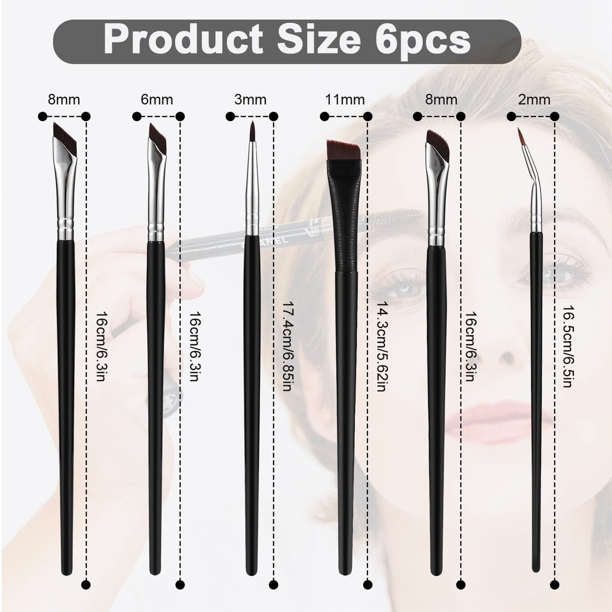 6-Piece Angled Eyeliner Brush Set – Precision Eyeliner, Eyebrow & Eyeshadow Brushes by LUTER - görsel 3