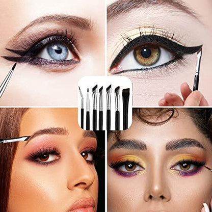 6-Piece Angled Eyeliner Brush Set – Precision Eyeliner, Eyebrow & Eyeshadow Brushes by LUTER