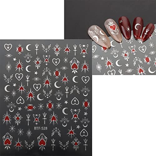 JMEOWIO 9 Sheets Moon Star Nail Art Stickers Decals - Self-Adhesive Acrylic Nail Supplies for Creative Design - görsel 8