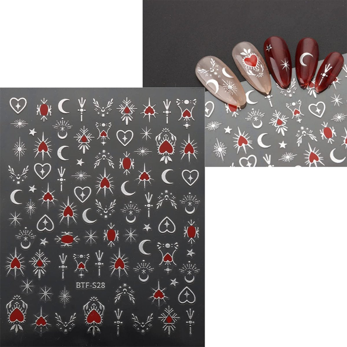 JMEOWIO 9 Sheets Moon Star Nail Art Stickers Decals - Self-Adhesive Acrylic Nail Supplies for Creative Design - görsel 7