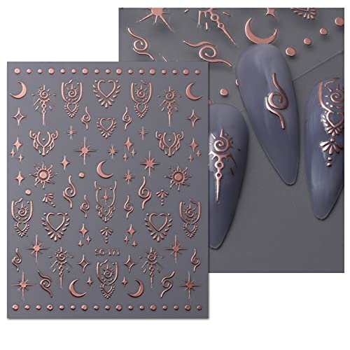 JMEOWIO 9 Sheets Moon Star Nail Art Stickers Decals - Self-Adhesive Acrylic Nail Supplies for Creative Design - görsel 6