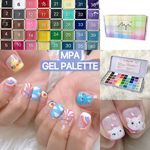 40-Color Gel Palette Painting Gel for Nail Art – Individual Squares, UV LED, DIY Nail Design Avelisse