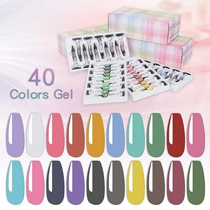40-Color Gel Palette Painting Gel for Nail Art – Individual Squares, UV LED, DIY Nail Design Avelisse