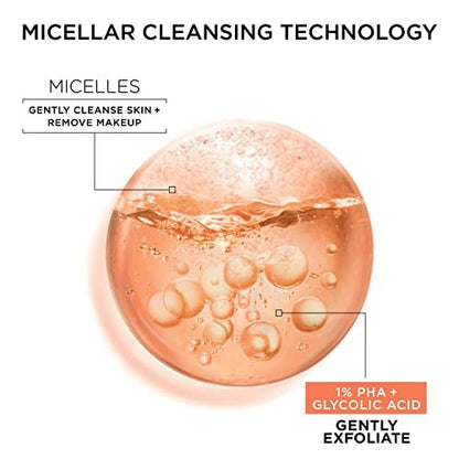 Garnier SkinActive Gentle Peeling Micellar Water with 1% PHA and Glycolic Acid, Face Exfoliant, Facial Cleanser and Makeup Remover, 2 Pack, 27 Fl Oz Each Avelisse