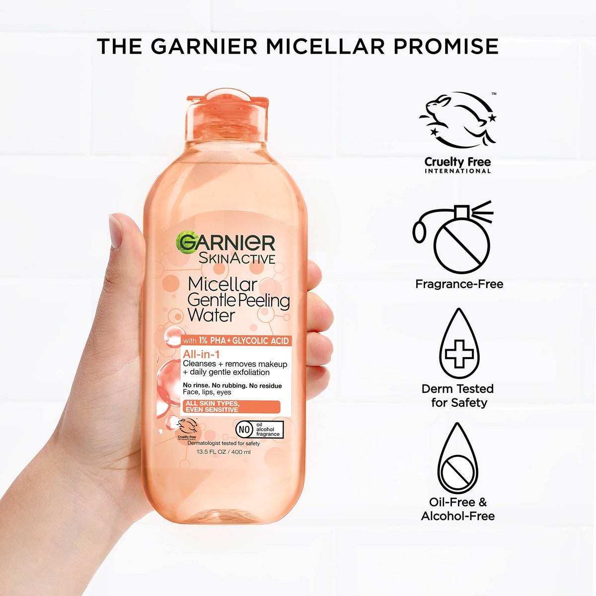 Garnier SkinActive Gentle Peeling Micellar Water with 1% PHA and Glycolic Acid, Face Exfoliant, Facial Cleanser and Makeup Remover, 2 Pack, 27 Fl Oz Each Avelisse