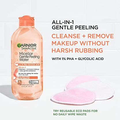 Garnier SkinActive Gentle Peeling Micellar Water with 1% PHA and Glycolic Acid, Face Exfoliant, Facial Cleanser and Makeup Remover, 2 Pack, 27 Fl Oz Each Avelisse