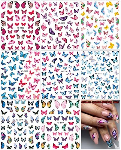 Butterfly Nail Art Stickers - 3D Self-Adhesive Decals for Women, DIY Nail Decoration (Acrylic, Decals 1) Avelisse