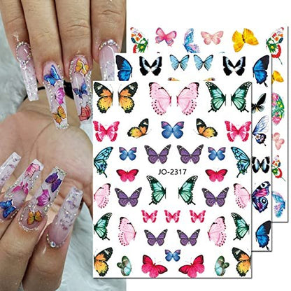 Butterfly Nail Art Stickers - 3D Self-Adhesive Decals for Women, DIY Nail Decoration (Acrylic, Decals 1) Avelisse