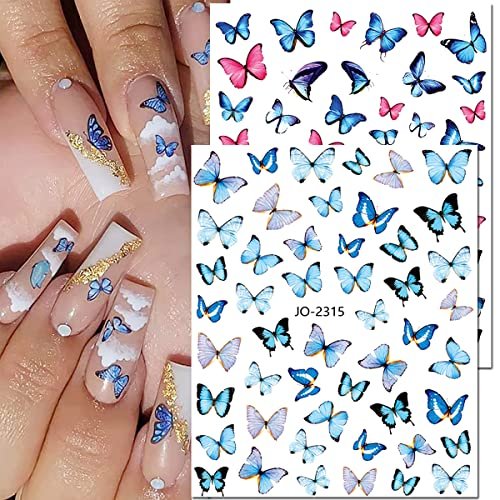 Butterfly Nail Art Stickers - 3D Self-Adhesive Decals for Women, DIY Nail Decoration (Acrylic, Decals 1) Avelisse
