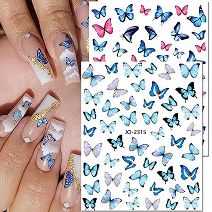 Butterfly Nail Art Stickers - 3D Self-Adhesive Decals for Women, DIY Nail Decoration (Acrylic, Decals 1) Avelisse