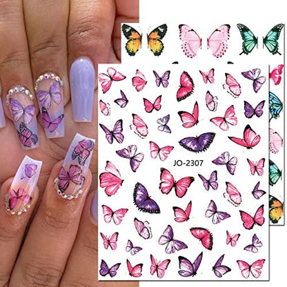 Butterfly Nail Art Stickers - 3D Self-Adhesive Decals for Women, DIY Nail Decoration (Acrylic, Decals 1) Avelisse