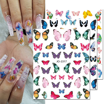 Butterfly Nail Art Stickers - 3D Self-Adhesive Decals for Women, DIY Nail Decoration (Acrylic, Decals 1) Avelisse