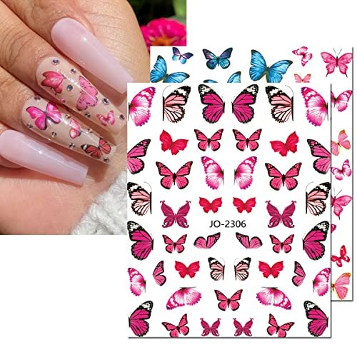 Butterfly Nail Art Stickers - 3D Self-Adhesive Decals for Women, DIY Nail Decoration (Acrylic, Decals 1) Avelisse