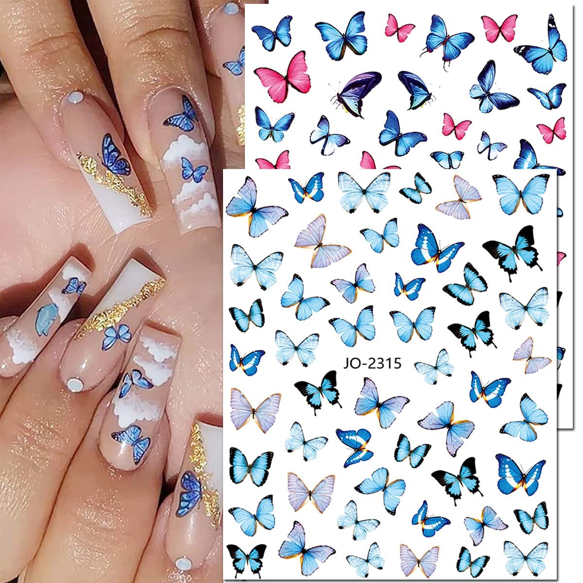 Butterfly Nail Art Stickers - 3D Self-Adhesive Decals for Women, DIY Nail Decoration (Acrylic, Decals 1) Avelisse