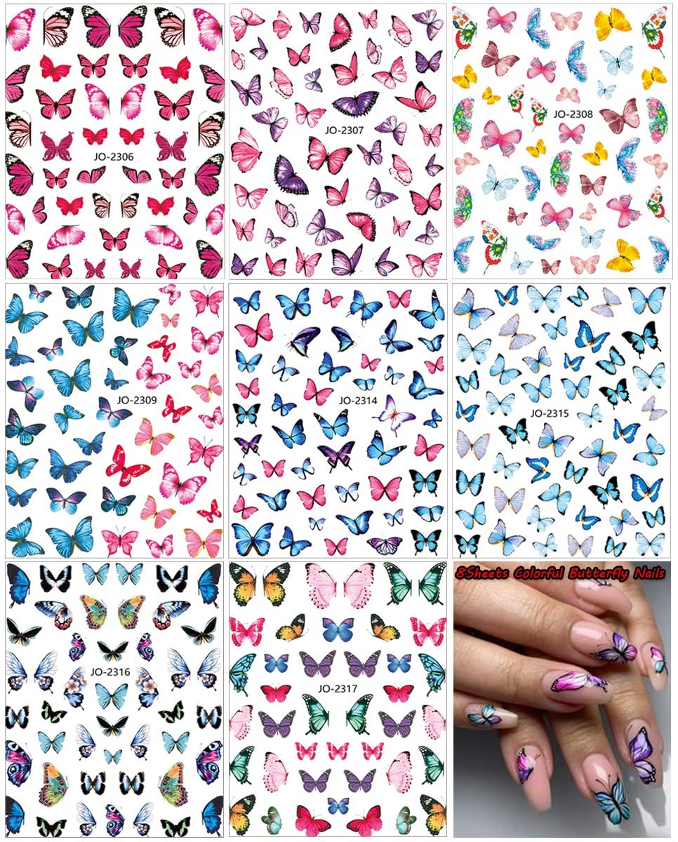Butterfly Nail Art Stickers - 3D Self-Adhesive Decals for Women, DIY Nail Decoration (Acrylic, Decals 1) Avelisse