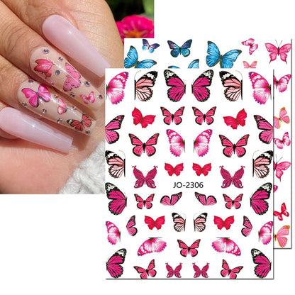 Butterfly Nail Art Stickers - 3D Self-Adhesive Decals for Women, DIY Nail Decoration (Acrylic, Decals 1) Avelisse