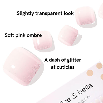 Alice & Bella Semi-Cured Gel Pedicure Strips (Bella's Fave) - 36-Piece Toenail Wraps Kit | UV Light Required | Long-Lasting Salon-Quality Pedicure at Home