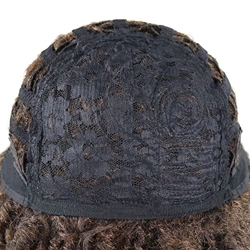 GNIMEGIL Short Braided Wig: Afro Bob Ombre Brown Crochet Twist Hair Dreadlocks Natural Synthetic Wig for Black Men – Breathable Braids - görsel 12
