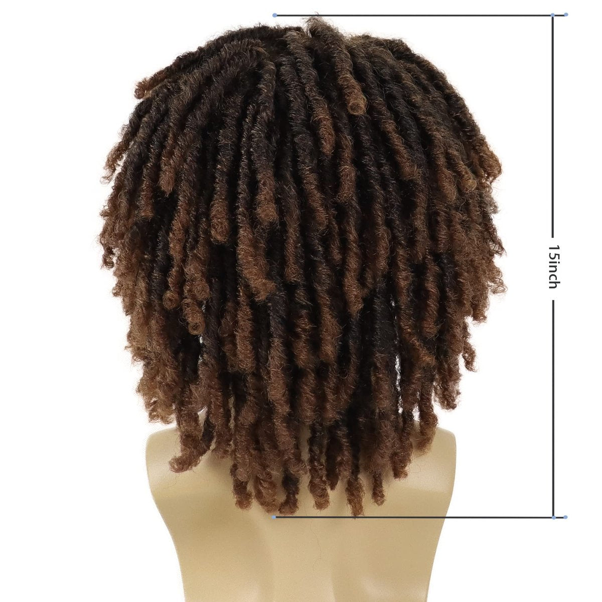 GNIMEGIL Short Braided Wig: Afro Bob Ombre Brown Crochet Twist Hair Dreadlocks Natural Synthetic Wig for Black Men – Breathable Braids - görsel 5