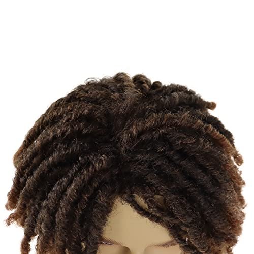 GNIMEGIL Short Braided Wig: Afro Bob Ombre Brown Crochet Twist Hair Dreadlocks Natural Synthetic Wig for Black Men – Breathable Braids - görsel 14