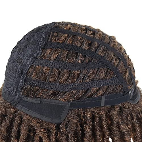 GNIMEGIL Short Braided Wig: Afro Bob Ombre Brown Crochet Twist Hair Dreadlocks Natural Synthetic Wig for Black Men – Breathable Braids - görsel 10