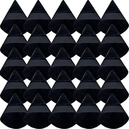GXXMEI 30-Pack Triangle Powder Puffs – Soft Synthetic Velour Makeup Sponges for Loose Powder, Mineral Powder, Contouring & Setting