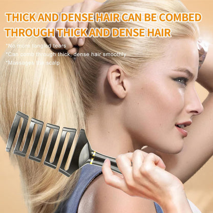SHINLEA Curved Detangling Brush for Curly Hair - Professional Vented Anti-Tangle Brush for Wet & Dry, Ideal for Textured 2A to 4C Hair and Thick Blow Drying