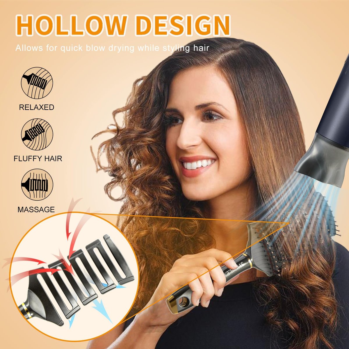 SHINLEA Curved Detangling Brush for Curly Hair - Professional Vented Anti-Tangle Brush for Wet & Dry, Ideal for Textured 2A to 4C Hair and Thick Blow Drying - görsel 7