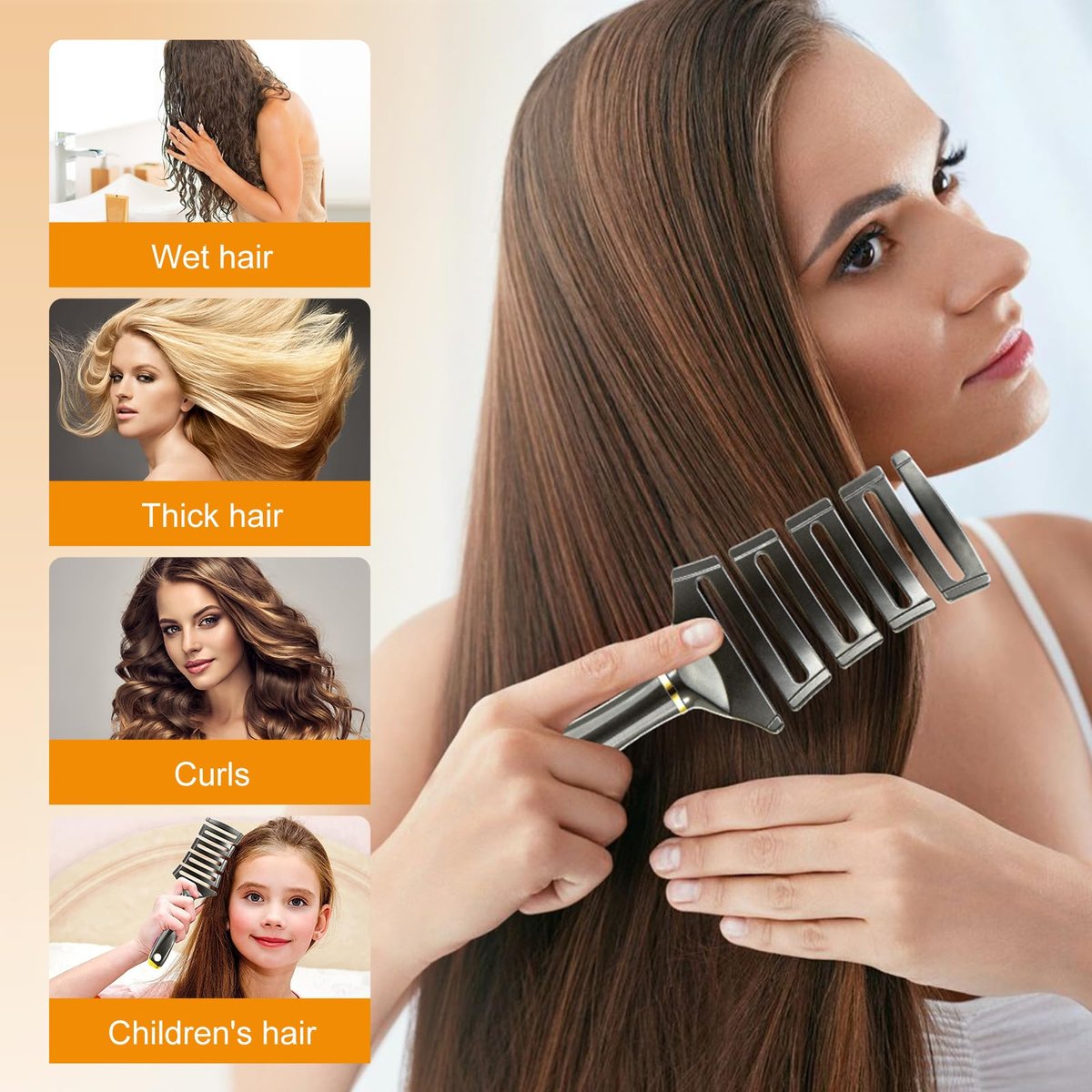 SHINLEA Curved Detangling Brush for Curly Hair - Professional Vented Anti-Tangle Brush for Wet & Dry, Ideal for Textured 2A to 4C Hair and Thick Blow Drying - görsel 9