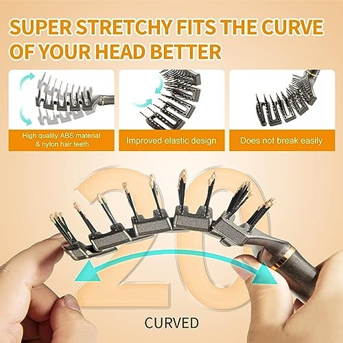 SHINLEA Curved Detangling Brush for Curly Hair - Professional Vented Anti-Tangle Brush for Wet & Dry, Ideal for Textured 2A to 4C Hair and Thick Blow Drying - görsel 6
