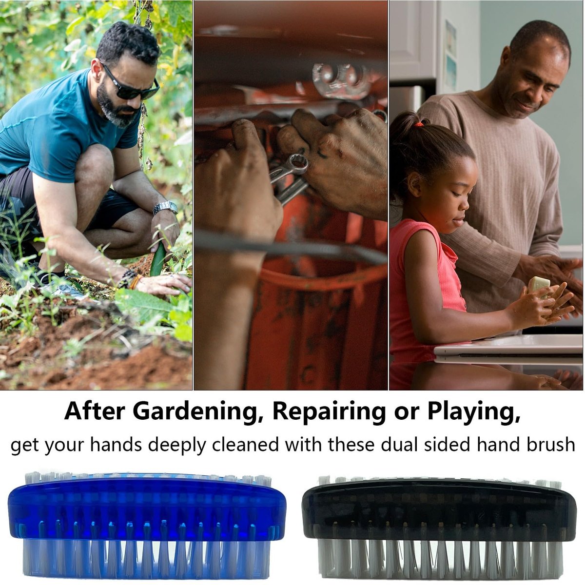 GKETN 2-Pack 2-Sided Nylon Bristle Nail Brush for Cleaning Fingernails - Soft & Stiff Scrubber for Men, Women, and Professionals - görsel 11