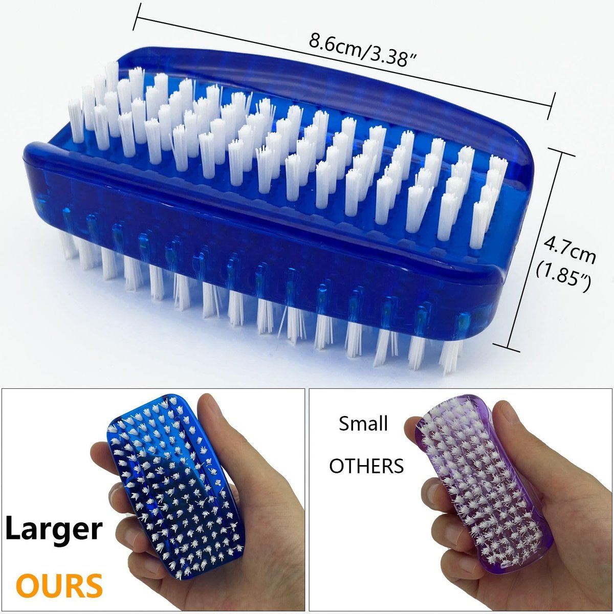 GKETN 2-Pack 2-Sided Nylon Bristle Nail Brush for Cleaning Fingernails - Soft & Stiff Scrubber for Men, Women, and Professionals - görsel 7