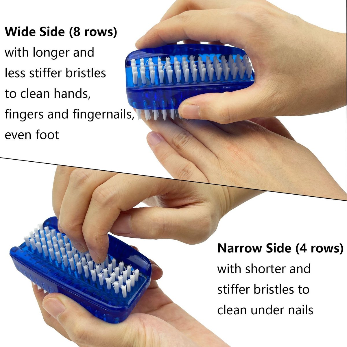 GKETN 2-Pack 2-Sided Nylon Bristle Nail Brush for Cleaning Fingernails - Soft & Stiff Scrubber for Men, Women, and Professionals - görsel 9