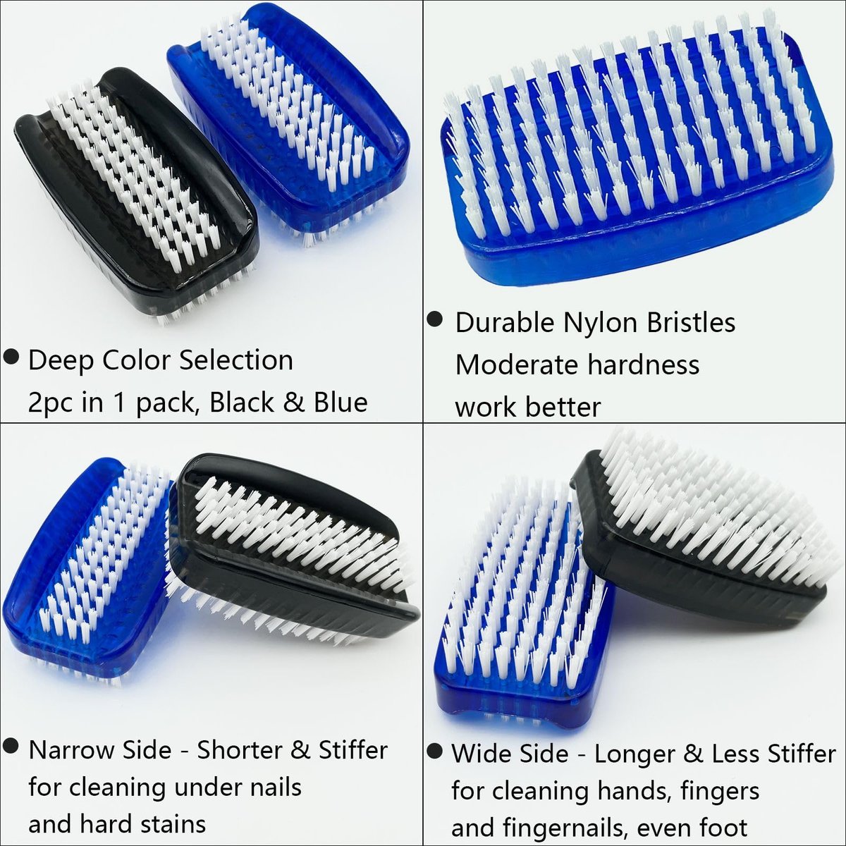 GKETN 2-Pack 2-Sided Nylon Bristle Nail Brush for Cleaning Fingernails - Soft & Stiff Scrubber for Men, Women, and Professionals - görsel 5