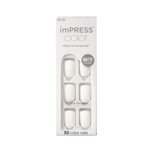 KISS imPRESS Color Press-On Manicure Fake Nails - Brie, Short Length, Matte Solid Color, 30 Nails + Prep Pad & Tools - görsel 2