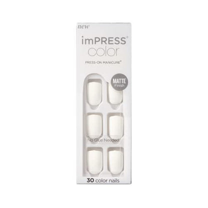 KISS imPRESS Color Press-On Manicure Fake Nails - Brie, Short Length, Matte Solid Color, 30 Nails + Prep Pad & Tools