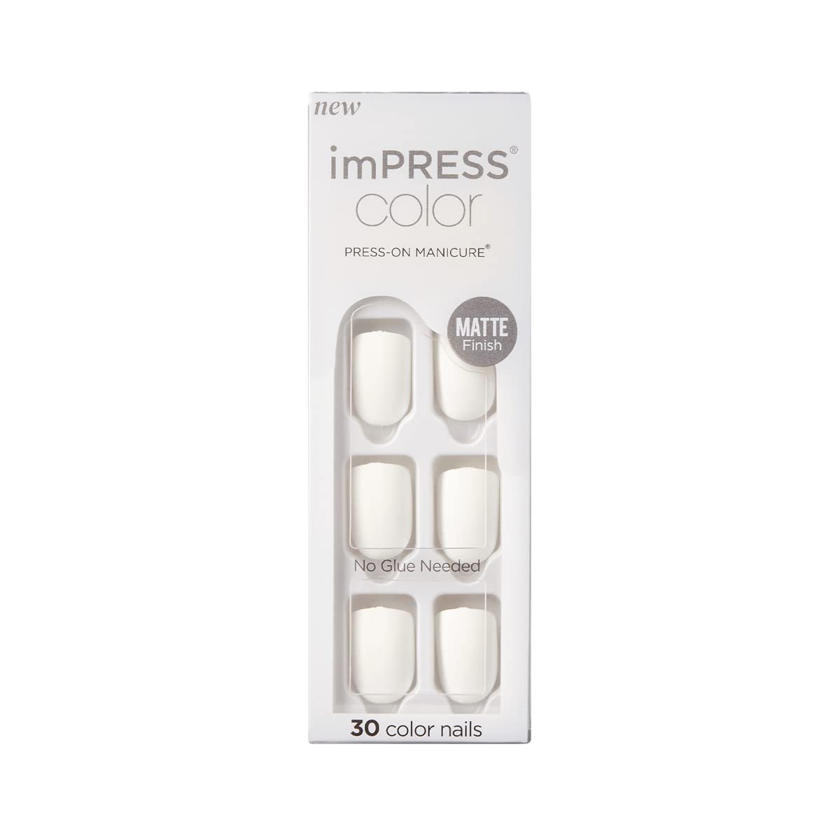 KISS imPRESS Color Press-On Manicure Fake Nails - Brie, Short Length, Matte Solid Color, 30 Nails + Prep Pad & Tools - görsel 1