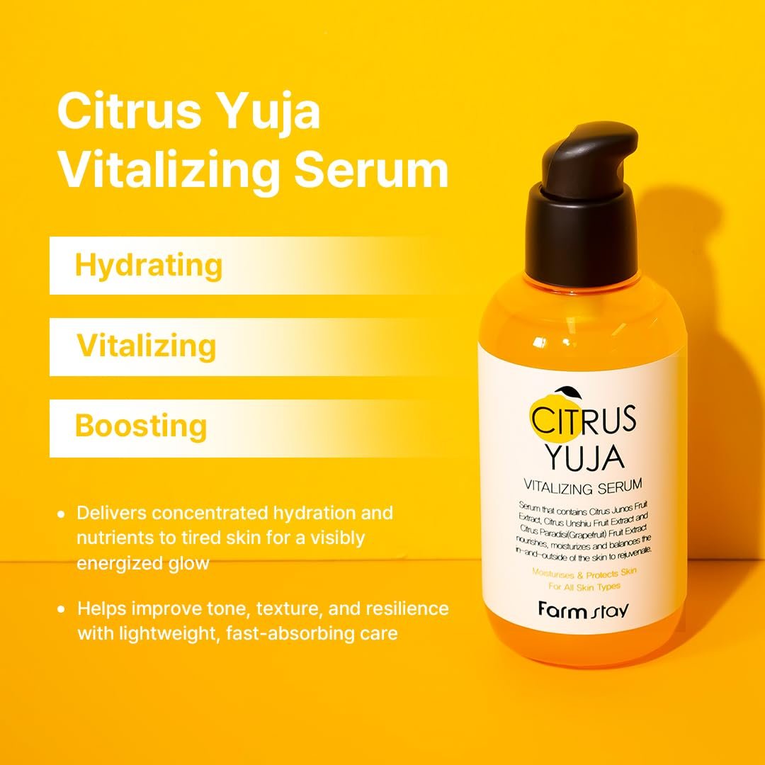 FARMSTAY Citrus Yuja Vitalizing Serum – Vitamin C & Niacinamide Brightening Serum for Dry and Sensitive Skin, Moisturizing Korean Skincare for Women and Men, 3.38 fl oz - görsel 3