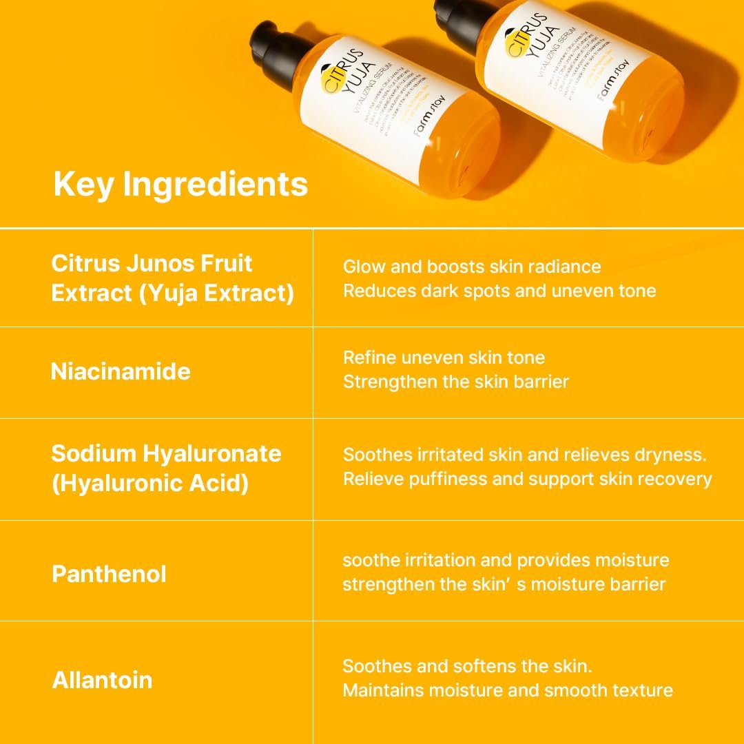 FARMSTAY Citrus Yuja Vitalizing Serum – Vitamin C & Niacinamide Brightening Serum for Dry and Sensitive Skin, Moisturizing Korean Skincare for Women and Men, 3.38 fl oz - görsel 11