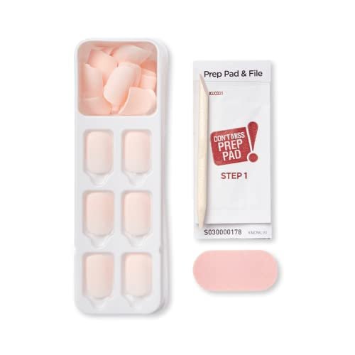 imPRESS KISS Color Press-On Manicure Fake Nails - Lovely Short Length Matte Pink Solid Color, 30 Nails - görsel 4