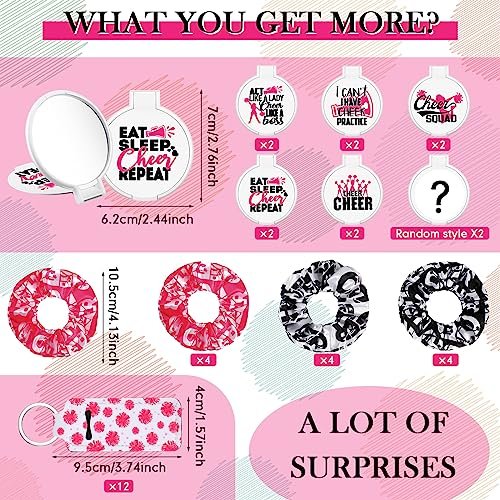 48 Pcs Cheer Gift Kit for Girls - Canvas Makeup Bags, Scrunchies, Mirrors & Lip Balm Keychains - görsel 6