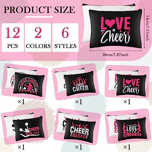 48 Pcs Cheer Gift Kit for Girls - Canvas Makeup Bags, Scrunchies, Mirrors & Lip Balm Keychains - görsel 4